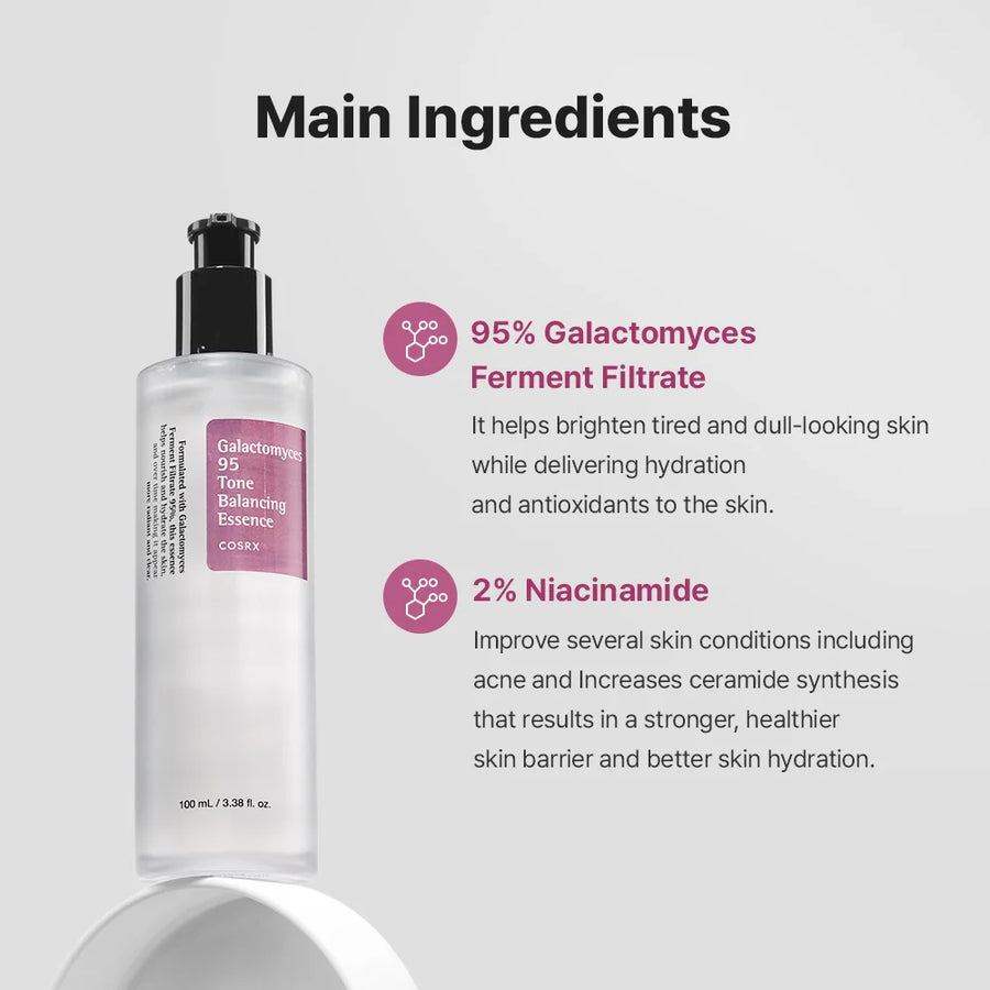 COSRX Galactomyces 95 Tone Balancing Essence - Korean Brightening Serum for Pigmentation & Anti-Aging | Worldwide Shipping