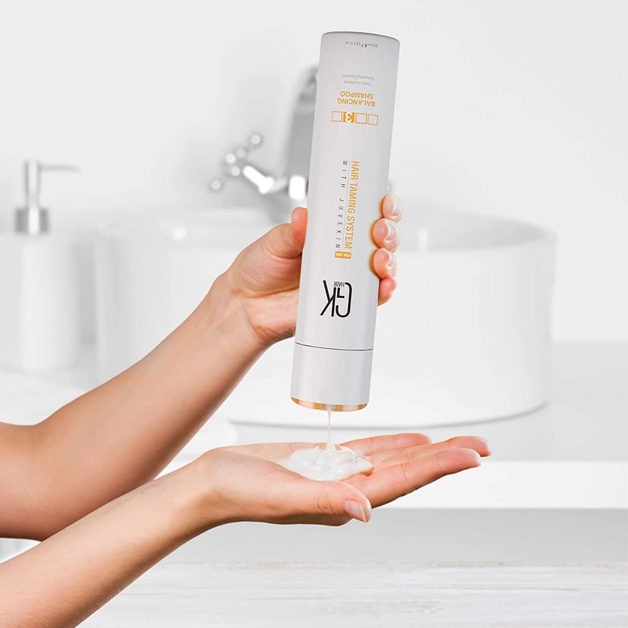 GK HAIR Global Keratin Balancing Shampoo 300 ml For Dry Damaged Oily Greasy & Color Treated Hair, Restores pH Levels, Sulfate-Paraben Free Daily Conditioning Deep Cleanser & Impurities Remover - Instachiq