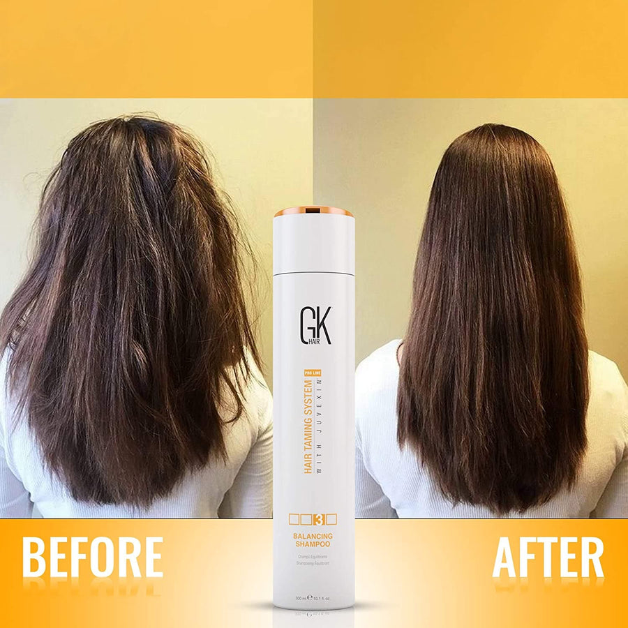 GK HAIR Global Keratin Balancing Shampoo 300 ml For Dry Damaged Oily Greasy & Color Treated Hair, Restores pH Levels, Sulfate-Paraben Free Daily Conditioning Deep Cleanser & Impurities Remover - Instachiq