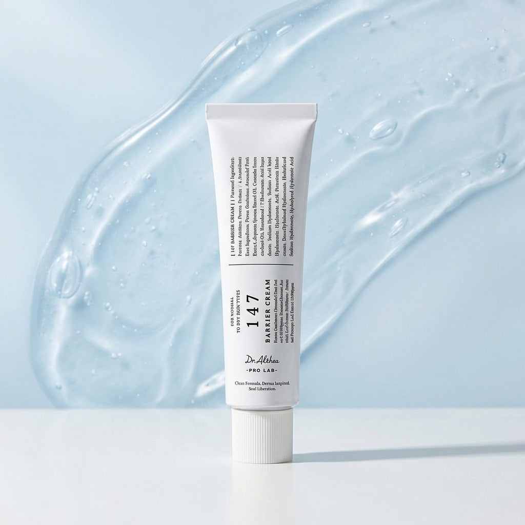 كريم Dr. Althea 147 Barrier Cream في عبوة بيضاء على خلفية نظيفة