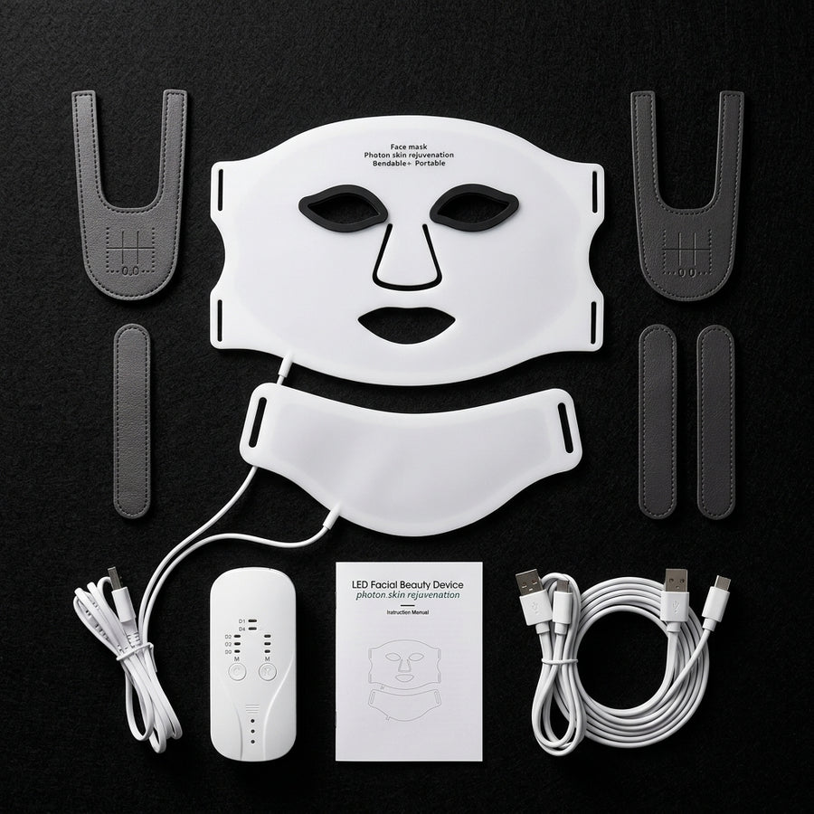7-Color Flexible Silicone LED Face & Neck Mask | Wireless Anti-Aging Light Therapy