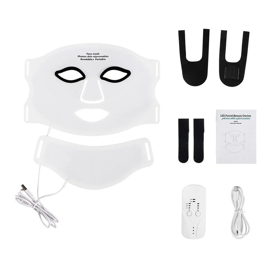 7-Color Flexible Silicone LED Face & Neck Mask | Wireless Anti-Aging Light Therapy
