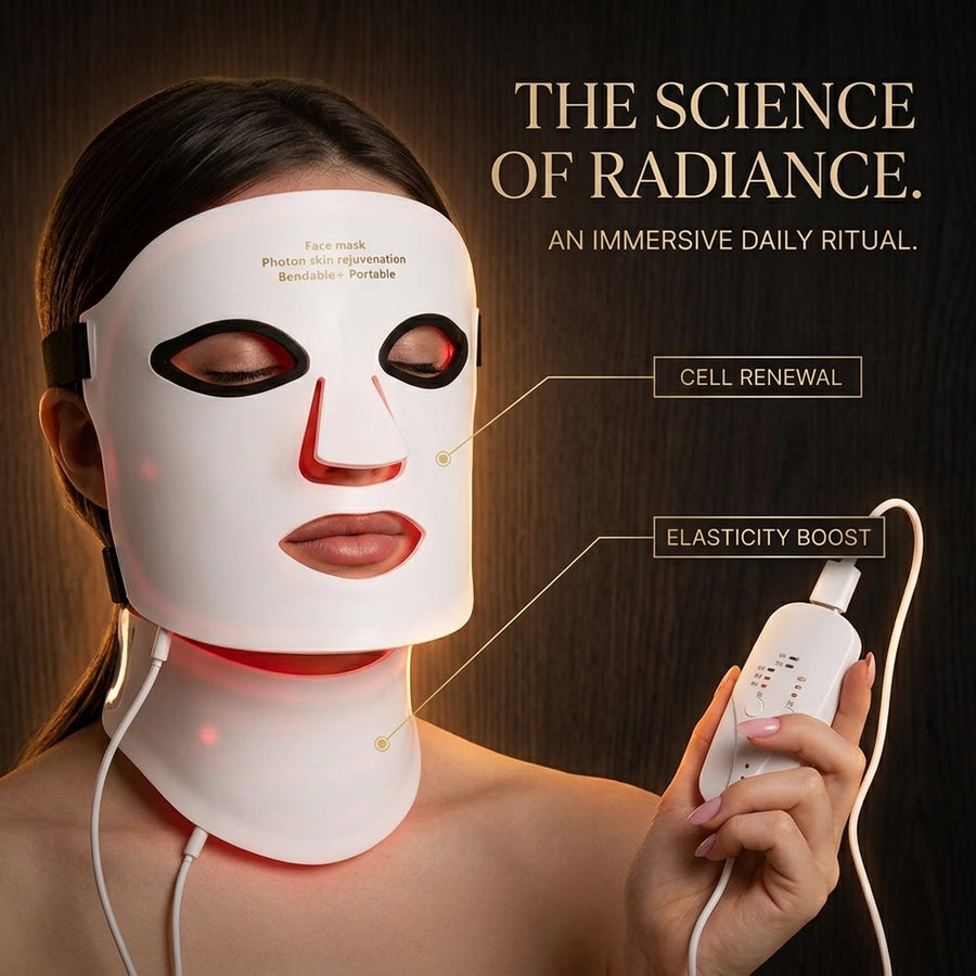 7-Color Flexible Silicone LED Face & Neck Mask | Wireless Anti-Aging Light Therapy