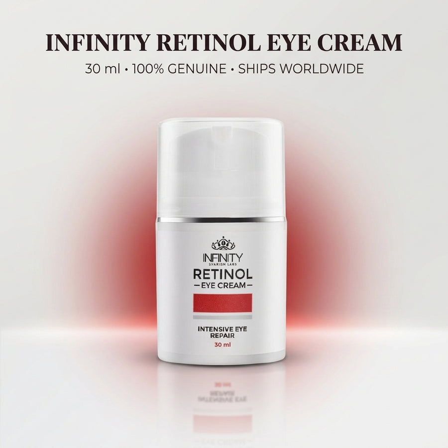عبوة كريم العين Infinity Retinol مع عبارة منتج أصلي 100% وشحن لكل العالم