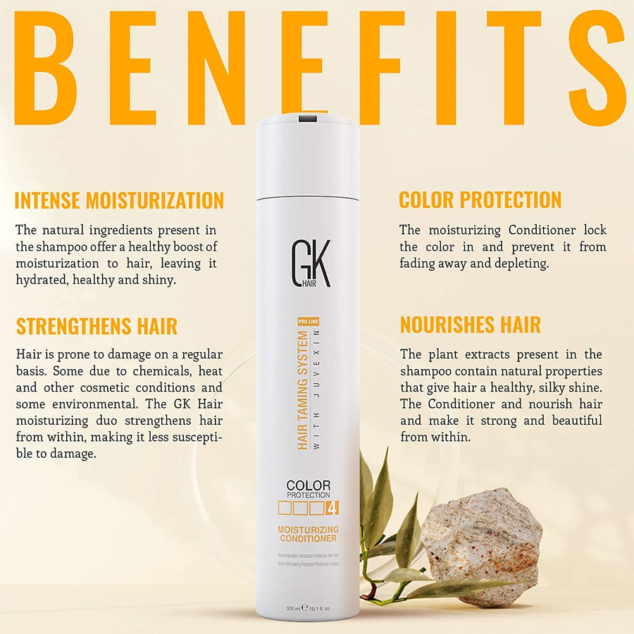 GK HAIR Global Keratin Moisturizing Conditioner (300ml/10.1 Fl Oz) Hydrating Color Protection Dry Damage Curly Frizzy Thinning Color Treated Hair Repair Organic Paraben Sulfate Free - Instachiq