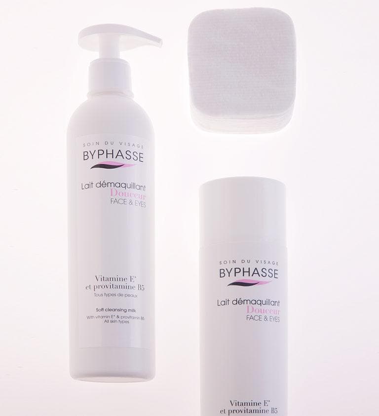byphasse Soft cleansing milk face & eyes all skin types (pump) 500ml - Instachiq