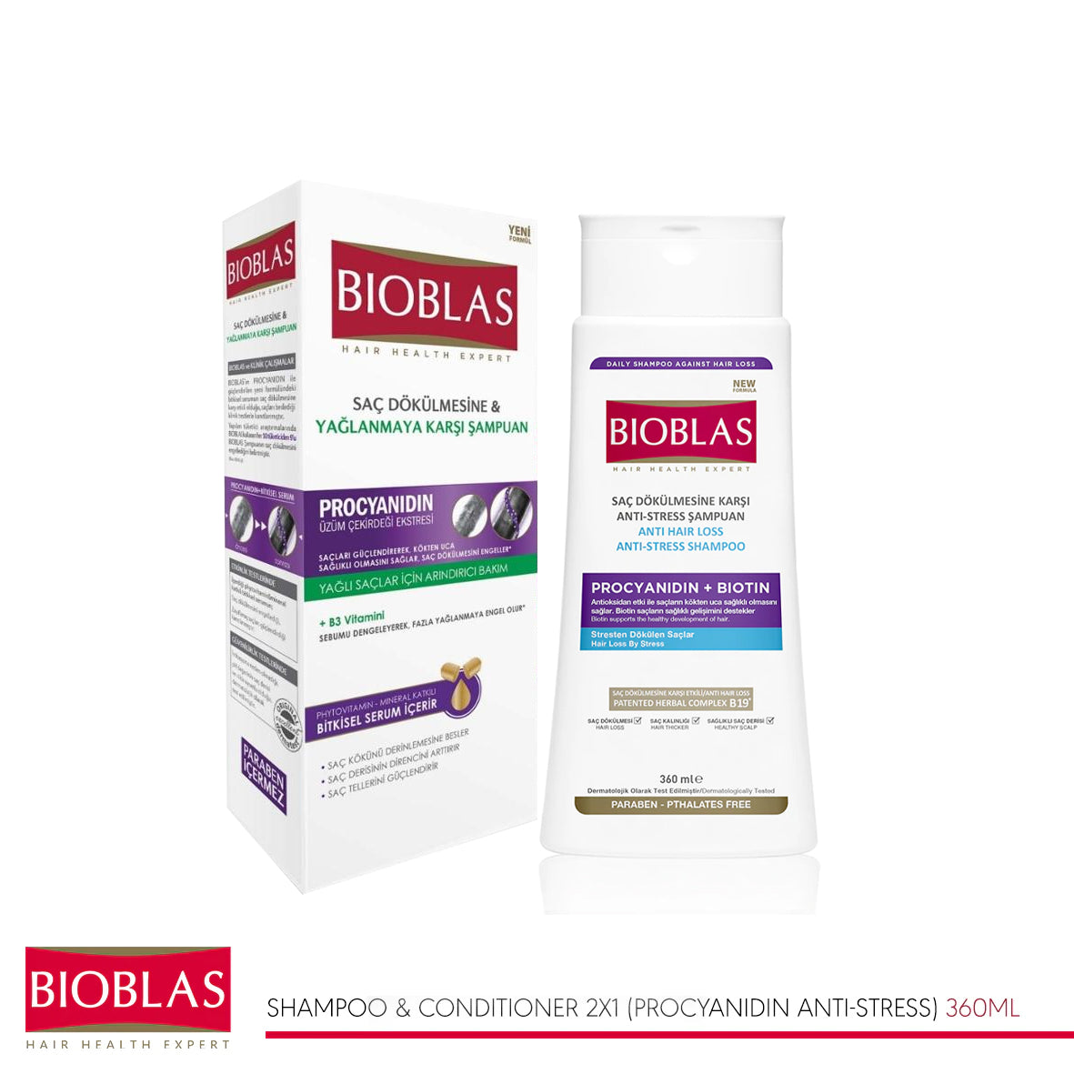 Bioblas Anti Hair Loss Shampoo with Anti-Stress 2X1